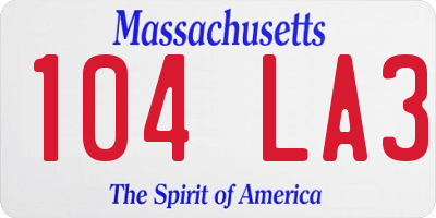 MA license plate 104LA3