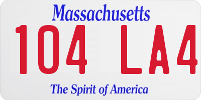 MA license plate 104LA4