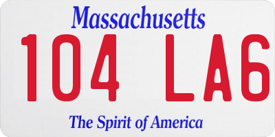 MA license plate 104LA6