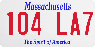 MA license plate 104LA7