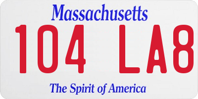 MA license plate 104LA8