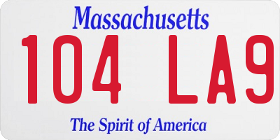 MA license plate 104LA9