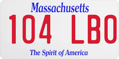 MA license plate 104LB0