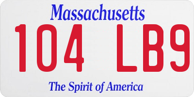 MA license plate 104LB9