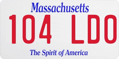 MA license plate 104LD0