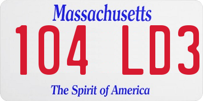 MA license plate 104LD3