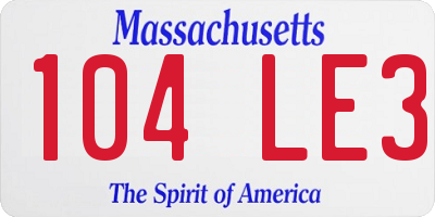 MA license plate 104LE3