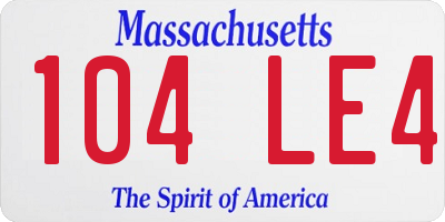 MA license plate 104LE4