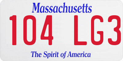 MA license plate 104LG3