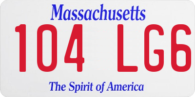 MA license plate 104LG6