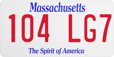 MA license plate 104LG7