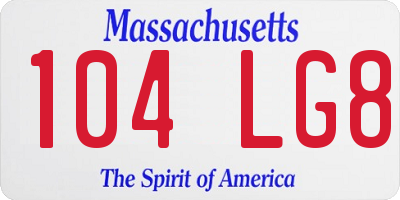 MA license plate 104LG8