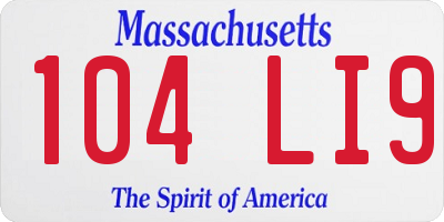 MA license plate 104LI9