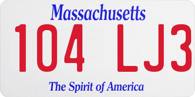 MA license plate 104LJ3