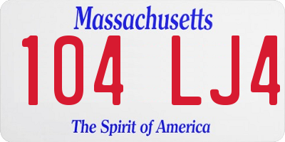 MA license plate 104LJ4