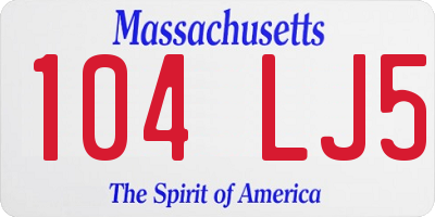 MA license plate 104LJ5