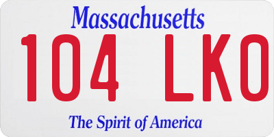 MA license plate 104LK0