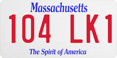 MA license plate 104LK1