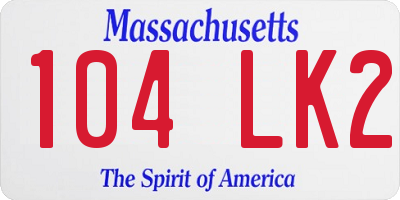 MA license plate 104LK2
