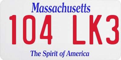 MA license plate 104LK3