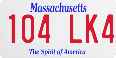 MA license plate 104LK4
