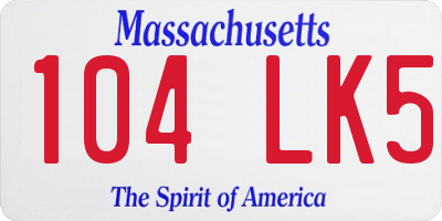 MA license plate 104LK5
