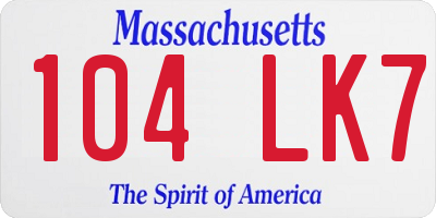 MA license plate 104LK7