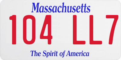 MA license plate 104LL7