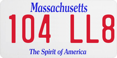 MA license plate 104LL8
