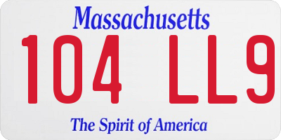 MA license plate 104LL9