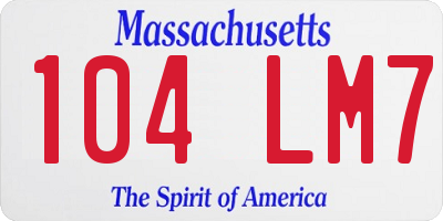MA license plate 104LM7