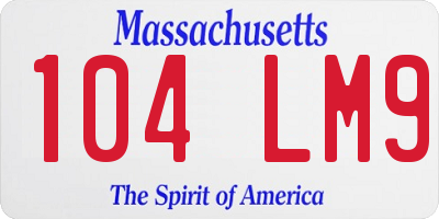 MA license plate 104LM9