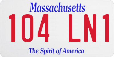 MA license plate 104LN1