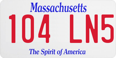 MA license plate 104LN5