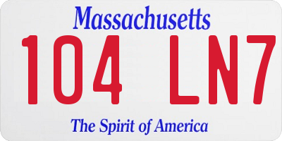 MA license plate 104LN7