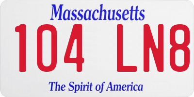MA license plate 104LN8