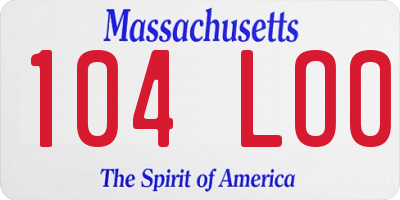 MA license plate 104LO0
