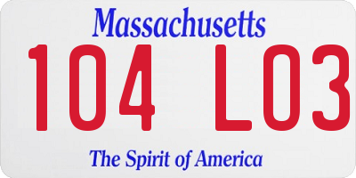 MA license plate 104LO3