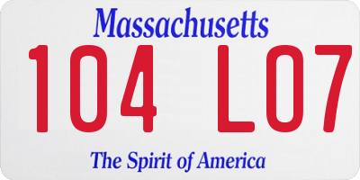 MA license plate 104LO7