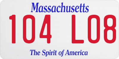 MA license plate 104LO8