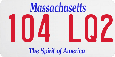 MA license plate 104LQ2
