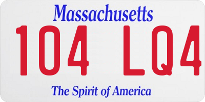 MA license plate 104LQ4