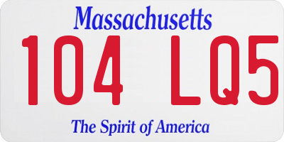 MA license plate 104LQ5