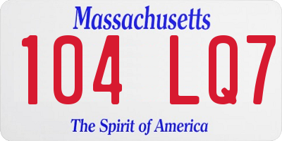 MA license plate 104LQ7
