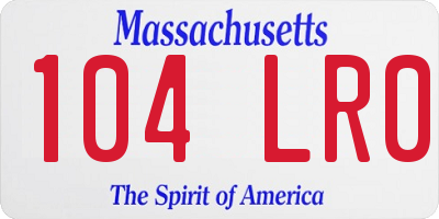 MA license plate 104LR0