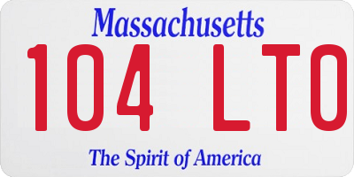 MA license plate 104LT0