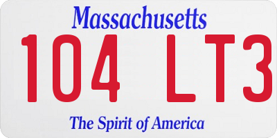 MA license plate 104LT3