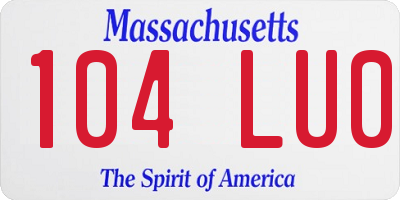 MA license plate 104LU0