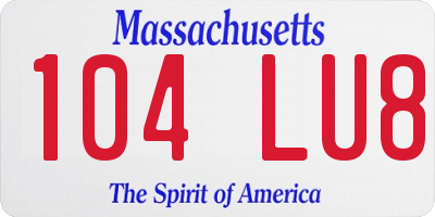 MA license plate 104LU8