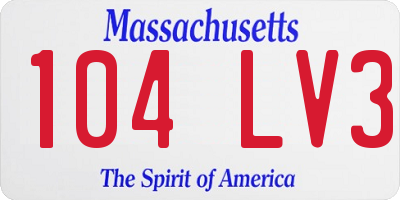 MA license plate 104LV3